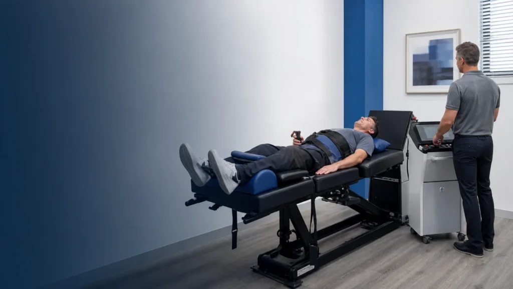 Patient receiving non-surgical spinal decompression treatment in Gallatin, Tennessee